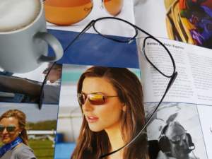 Bigatmo prescription Exo glasses on a magazine