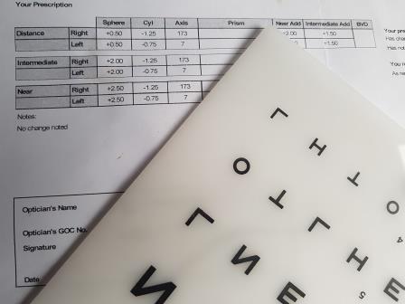 Eye testing for prescription sunglasses